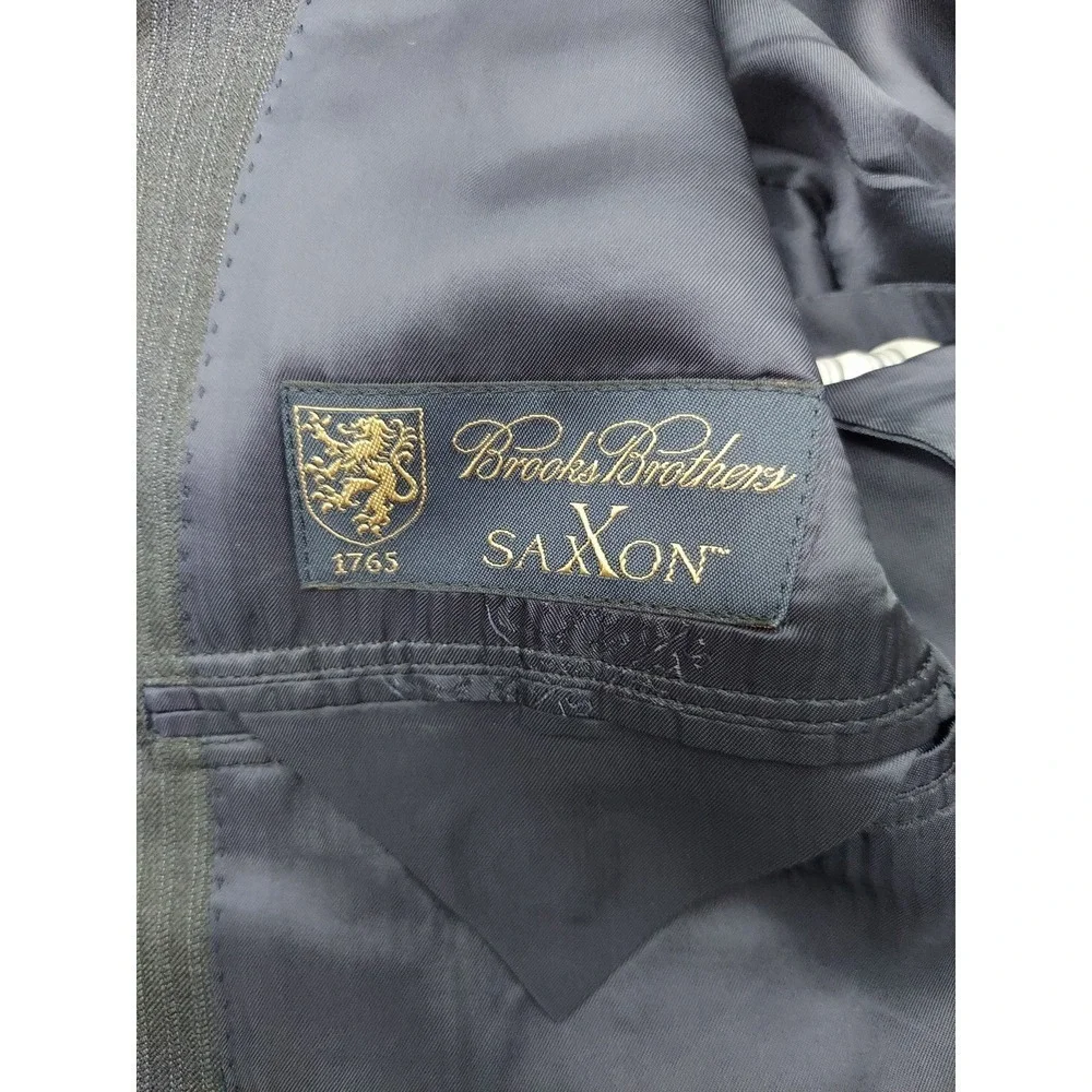 Brooks Brothers Blazer Jacket Mens 44 R Charcoal Pinstripe Saxxon Madison Wool